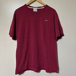 Vintage Y2K Nike Silver Tag Maroon Off Center Swoosh T-Shirt Size Men’s L